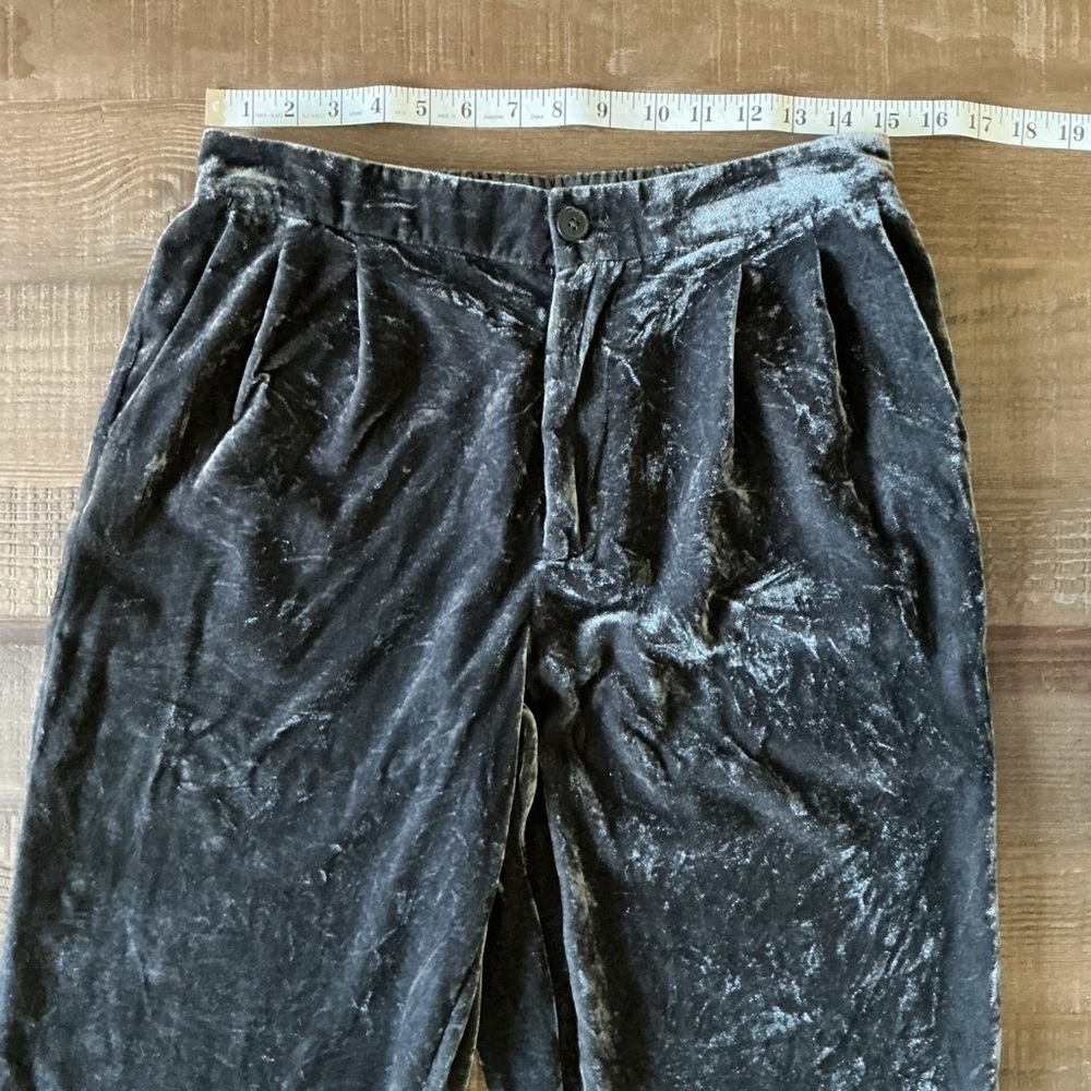 Madewell Silver Grey Velvet Velour Tapered Elastic Waist Ankle Pants Medium - Picture 2 of 7